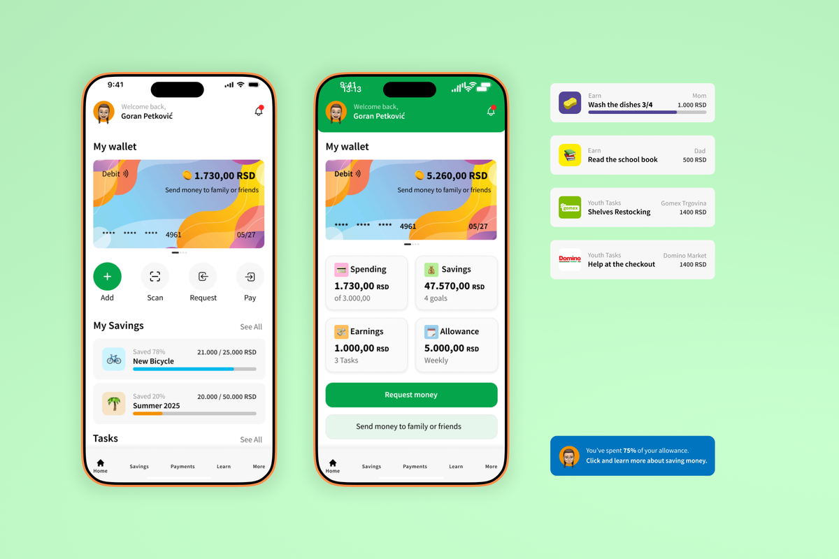 Home dashboard — iterations and notification system