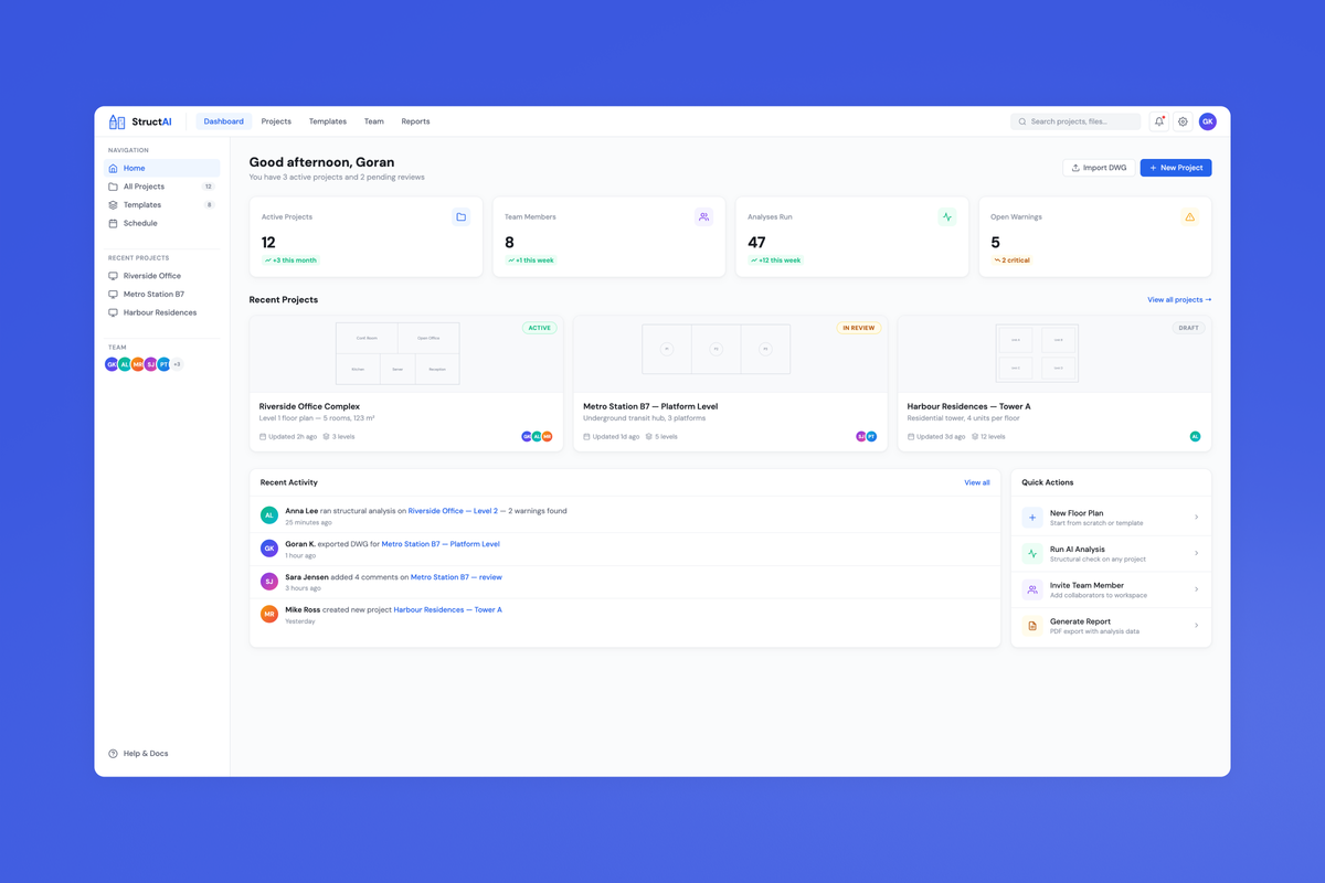 StructAI product screen
