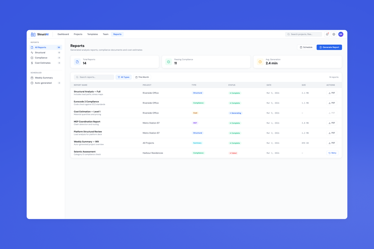StructAI product screen