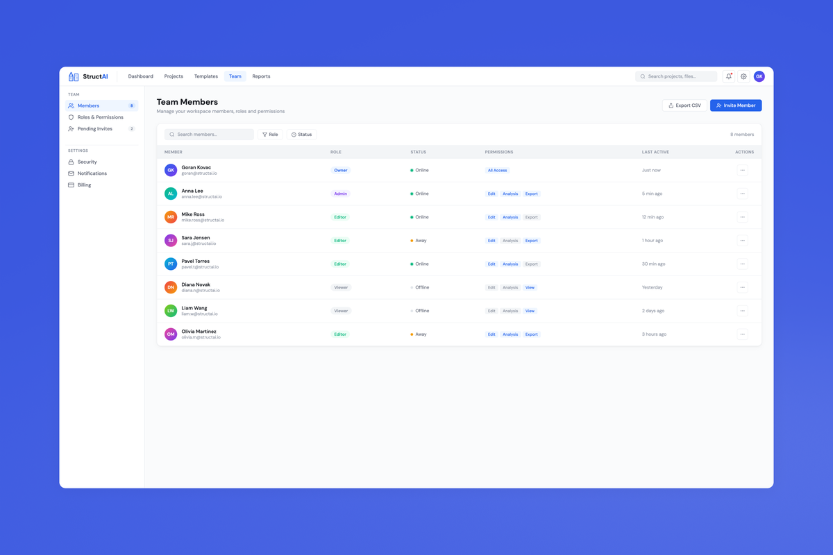 StructAI product screen