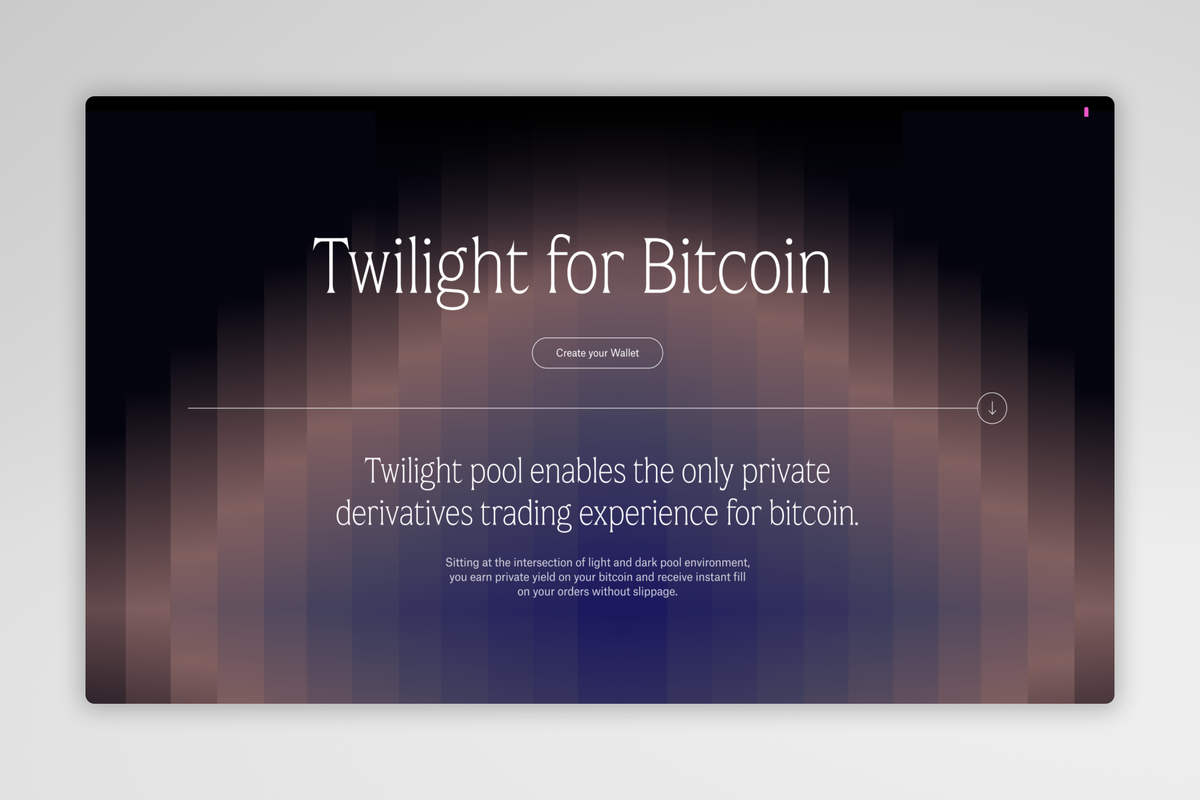 Twilight for Bitcoin — hero and Create your Wallet CTA